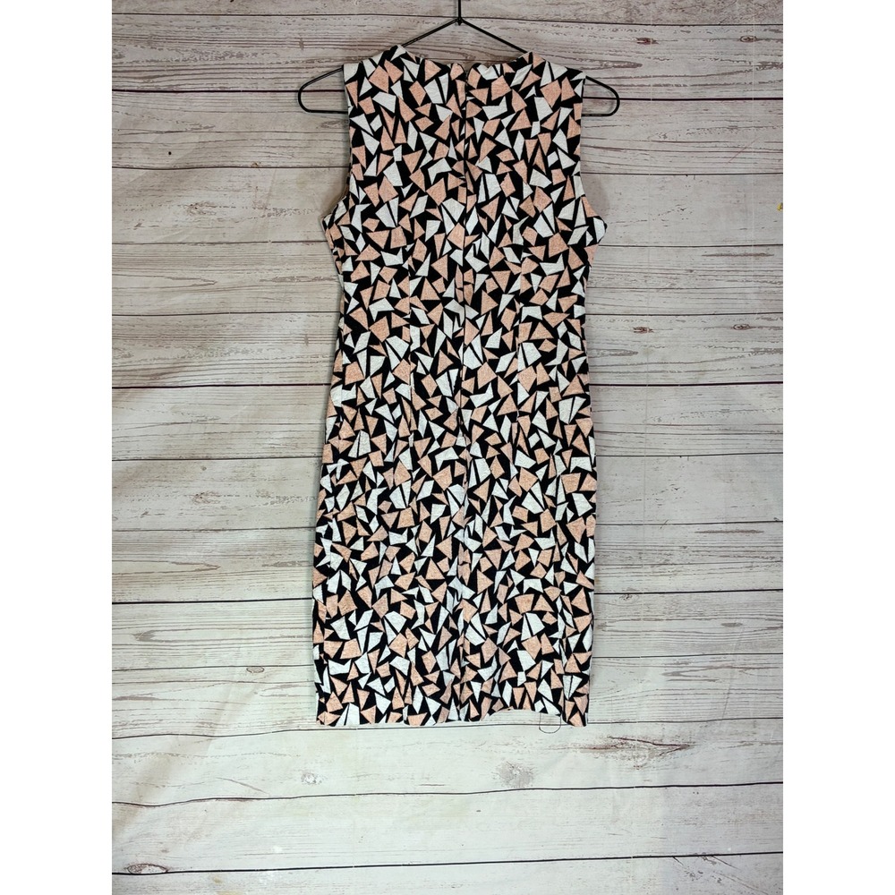 Blanc Sleeveless Preppy Sheath Dress Geometric Mod Retro Mosaic Textured Small - Picture 2 of 10